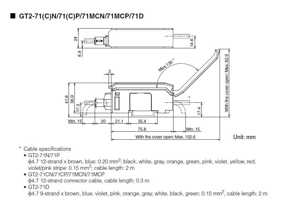 GT2-71N/71P/71CN/71PN/71MCN/71MCP Dimension