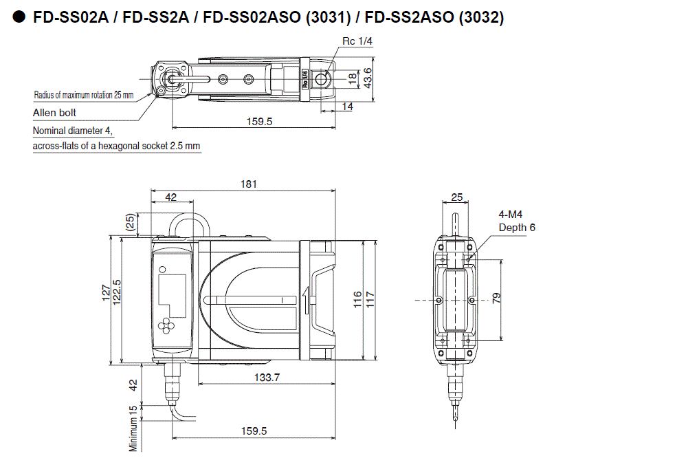 FD-SS02A/02ASO(3031)/2A/2ASO(3032) Dimension
