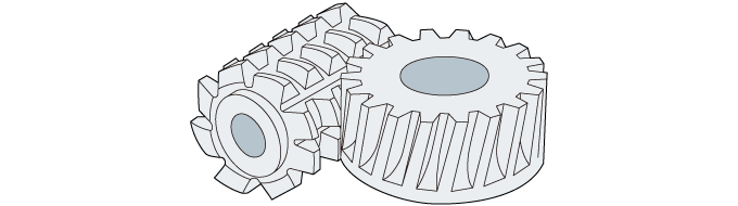 透過滾齒執行切齒加工的模型圖