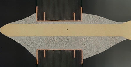 連接器針腳焊錫接合部位截面的連接影像