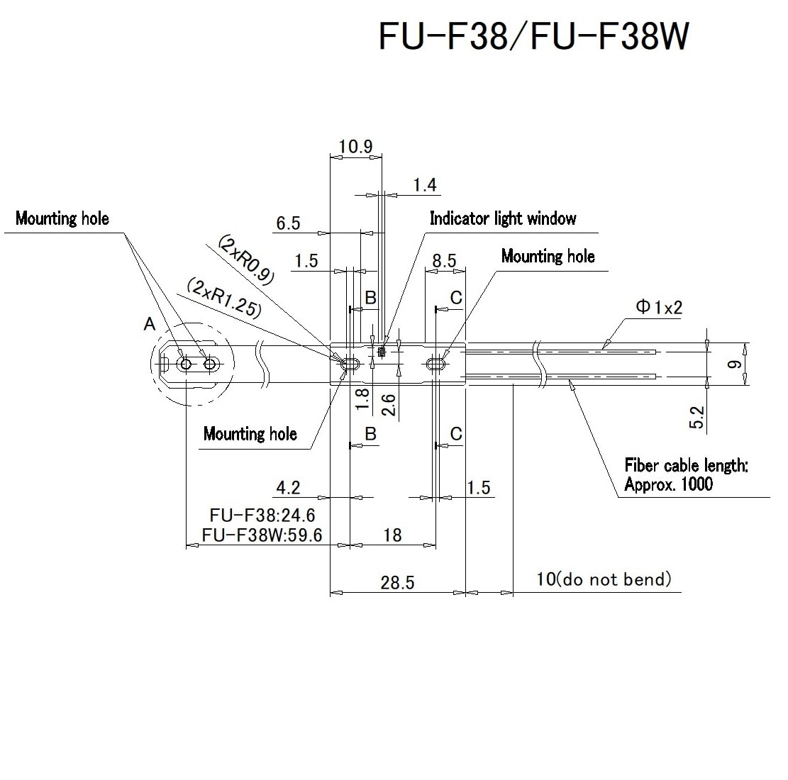 FU-F38/F38w Dimension 01